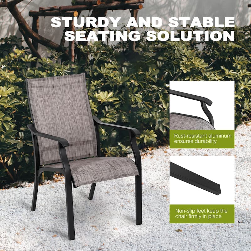 Patio 7-Piece Aluminum Dining Set with Textilene Chairs and Umbrella Hole