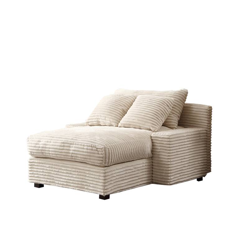 Corduroy Fabric Sofa Single Couch Convertible Sofa Bed, Beige
