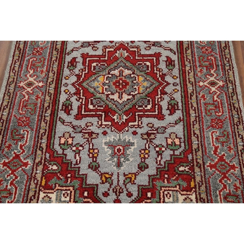 Heriz Serapi Indian Accent Rug Hand-Knotted Wool Carpet - 3'1"x 4'11"