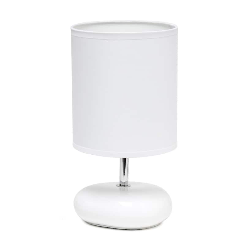 Traditional Mini Round Rock Table Lamp with Drum Shade - 10.25" - White
