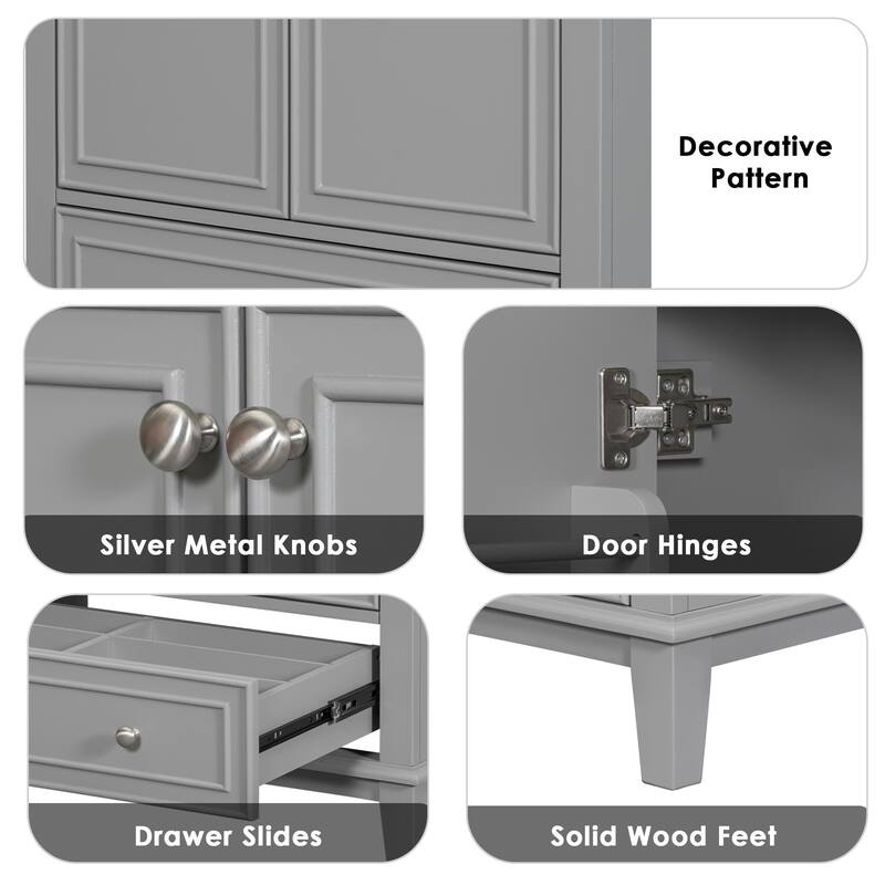 30'' Solid Wood Bathroom Vanity with Multifunctional Cabinet, Drawers, and Ceramic Sink
