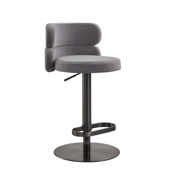 Modern Velvet Bar Stool with Height Adjustment and 360-Degree Swivel
