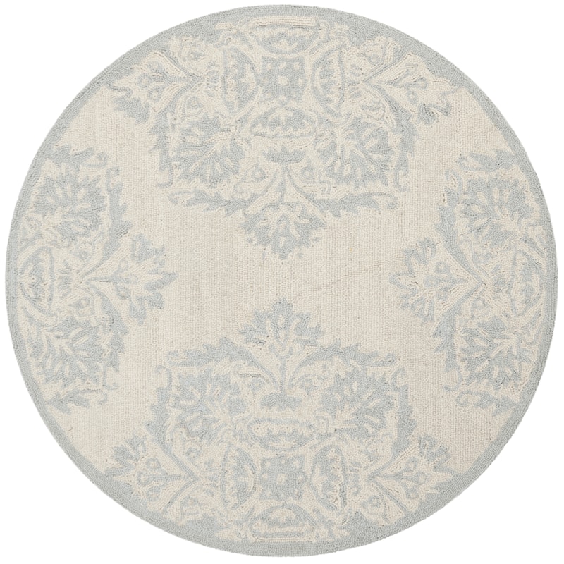 SAFAVIEH Handmade Chelsea Bauke French Country Wool Rug - 4' Round - Ivory/Blue