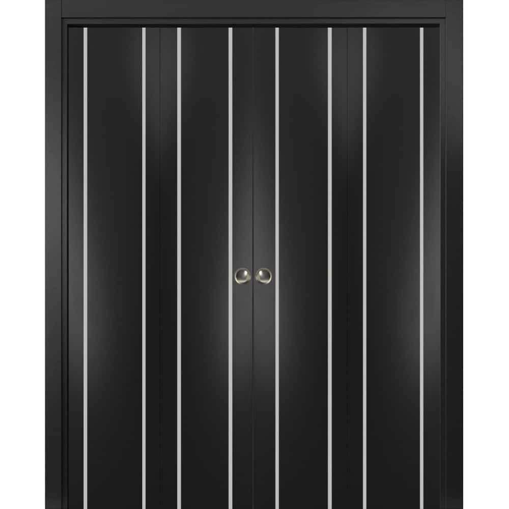 Double Bi-fold Doors Planum 0410 Matte Black with Sturdy Tracks