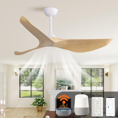 52 in. White Ceiling Fan with 3 ABS Blades, 6-Speed DC Motor, Remote, No Light, Indoor/Outdoor Use