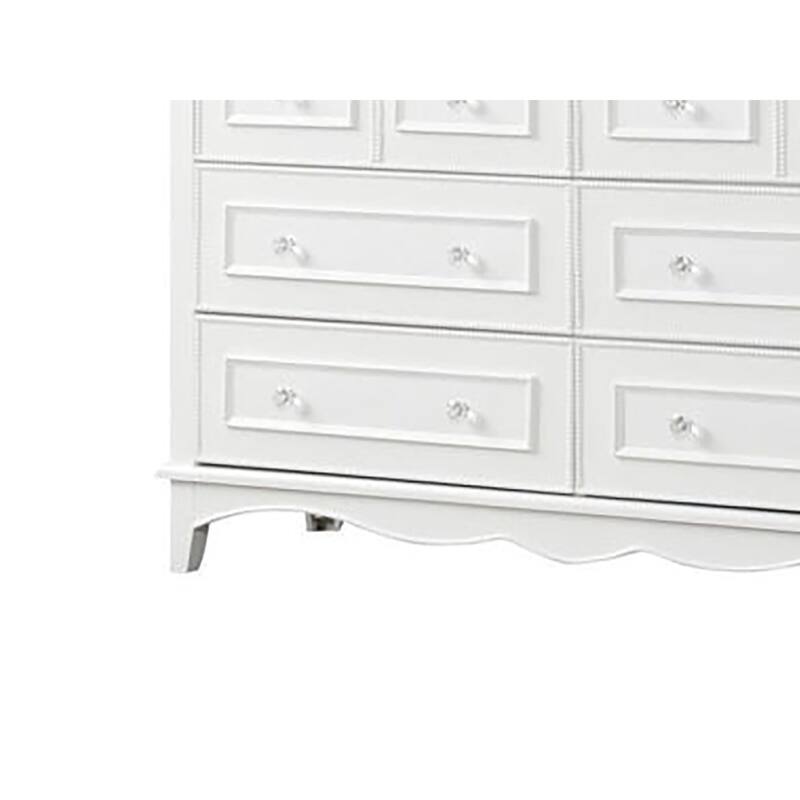 Calpan Wide Dresser, 6 Drawers, Modern White Solid Wood Frame