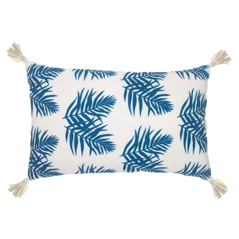 Jiti Outdoor Modern Minimal Waterproof Sunbrella Custom Design Double Palm Patterned Decorative Accent Rectangle Lumbar Pillows
