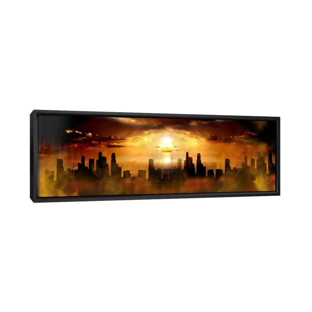 iCanvas "Nuclear blast behind city" by Panoramic Images Framed Canvas Print