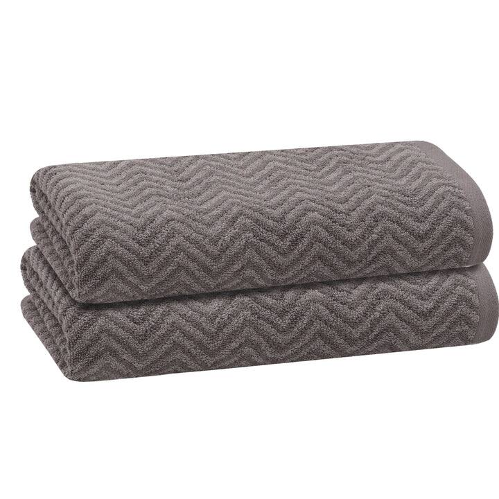 PREMIUS 2 Pack Chevron 100% Cotton Yarn Dyed Bath Towel, 27x54 Inches