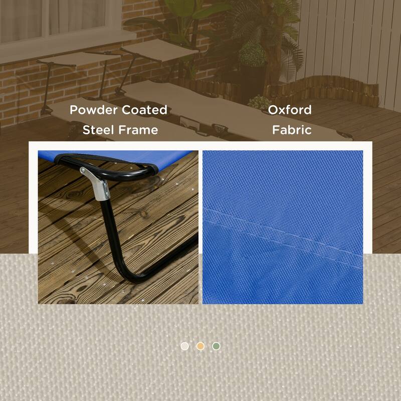 Outsunny Folding Chaise Lounge Pool Chairs, Set of 2 Outdoor Sun Tanning Chairs with Sunshade Face Guard