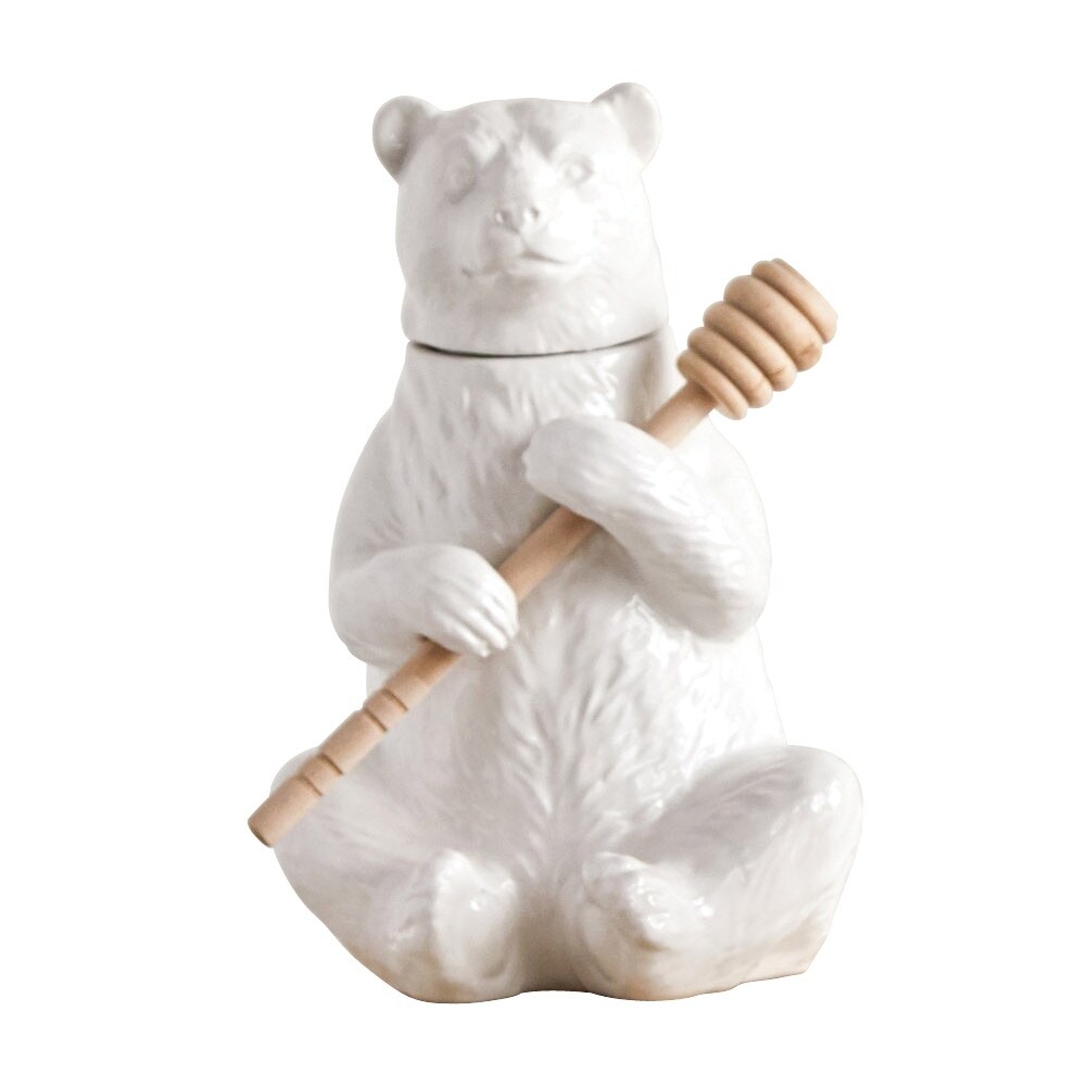 Honey Bear Ceramic Honey Jar 7 High White 7 In Overstock 18738013
