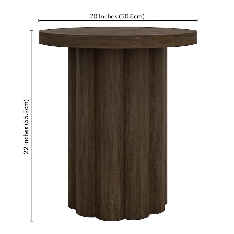 Olie 20" Wide Round Fluted Side Table - 20" Wide