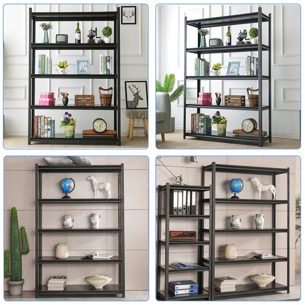 5-Tier Heavy Duty Metal Garage Shelf - Adjustable Shelves, 72" Tall, Holds 2000 Lbs For Storage & Organization