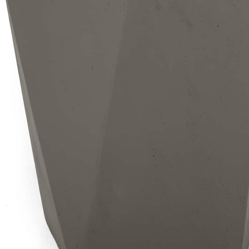Roomfitters Modern Geometric Concrete Side Table, Outdoor Accent Stool, Indoor/Outdoor Use