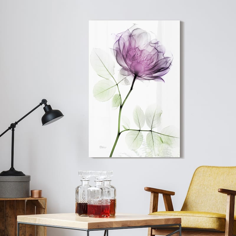 "Rose Dynasty 1" Frameless Free Floating Tempered Glass Panel Graphic Wall Art