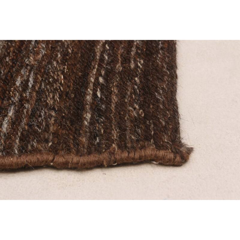 ECARPETGALLERY Flat-Weave Natural Brown Wool Kilim - 9'7 x 9'10