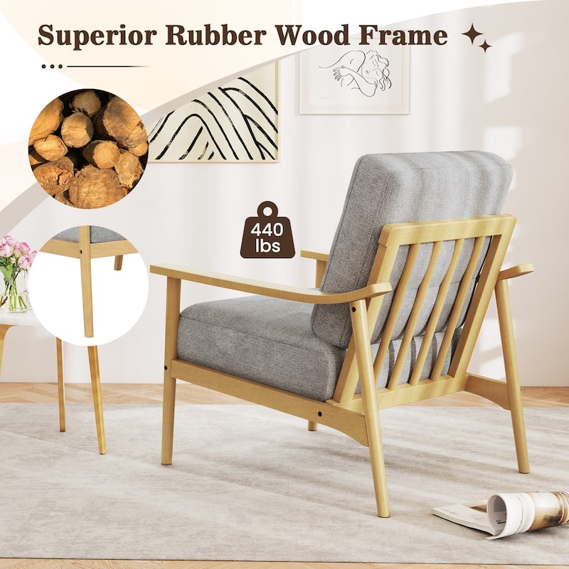 Gymax 2 PCS Modern Accent Chair Upholstered Leisure Armchair w/ Rubber