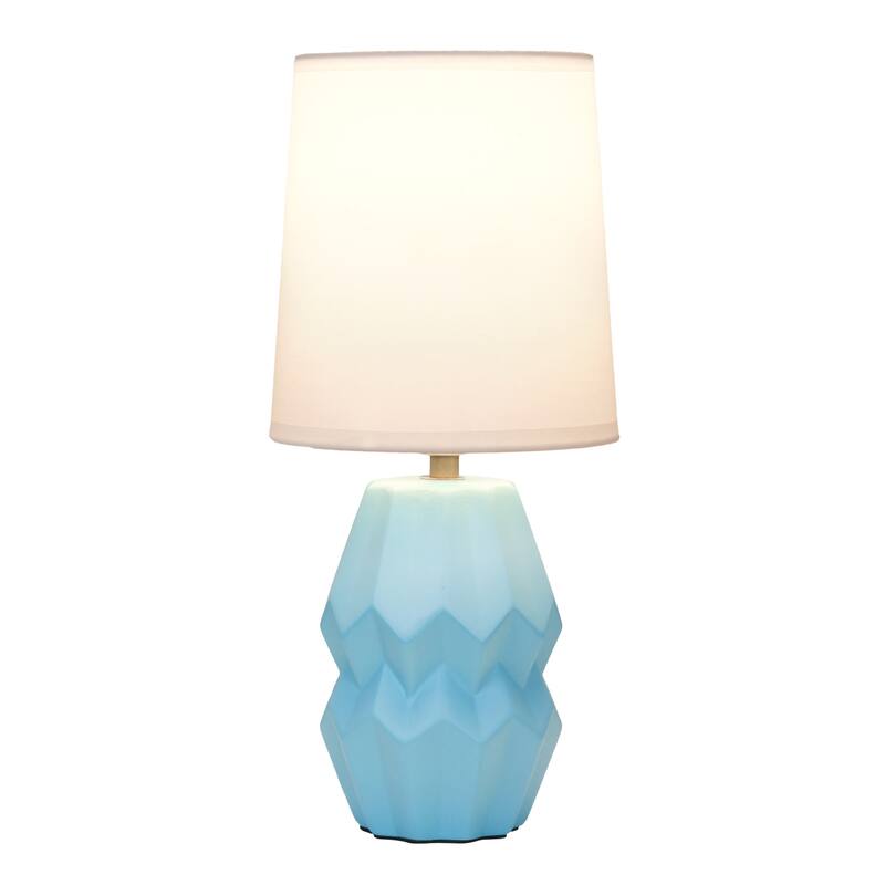 Geometric Ceramic Table Lamp with White Drum Shade - 19.5" - Pale Blue