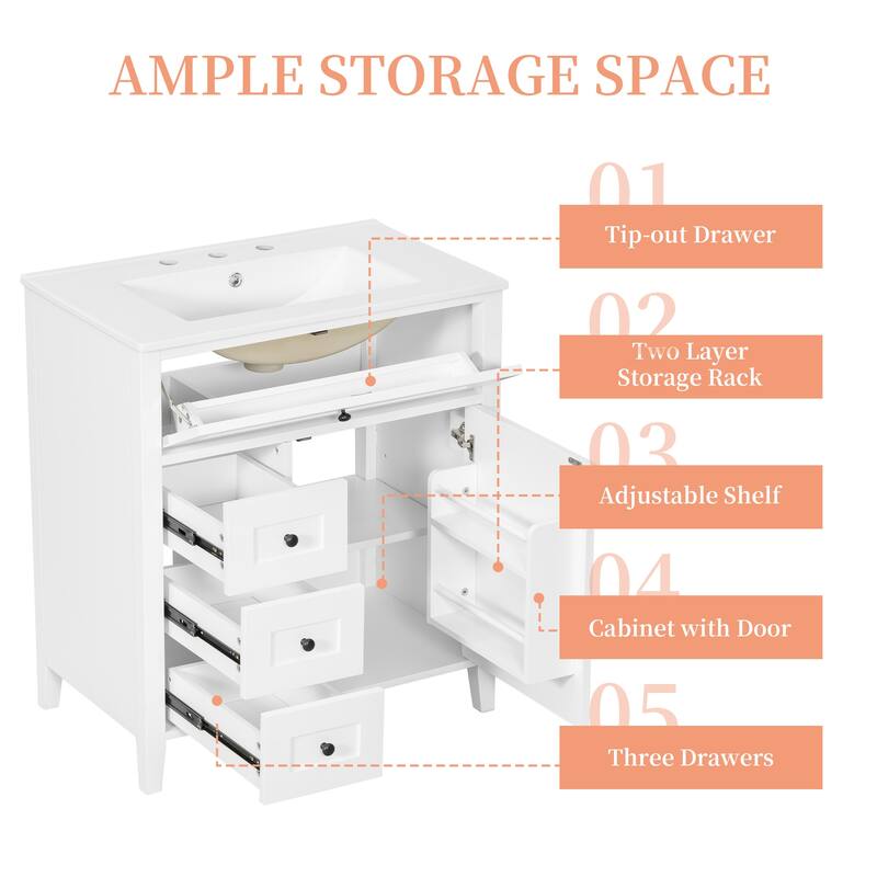 GDFStudio - Oliver Harrington Modern Freestanding Bathroom Vanity with Efficient Storage