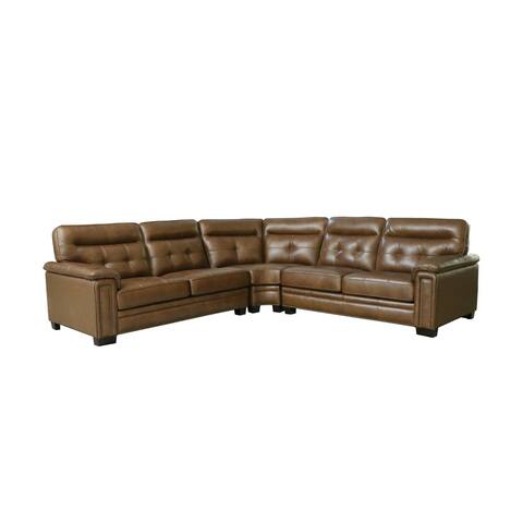 Abbyson Henry Brown Top Grain Leather Sectional