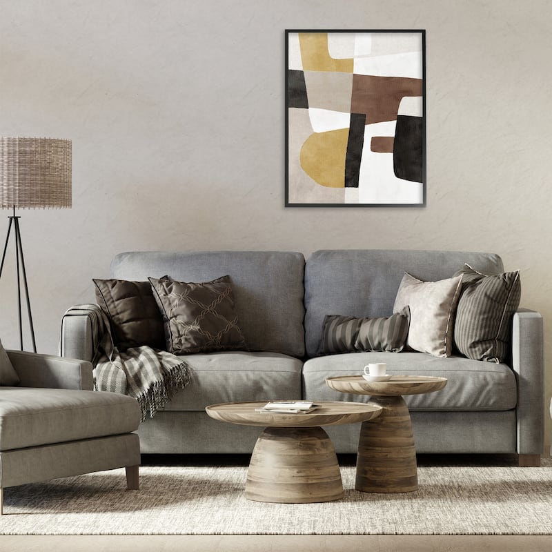 Stupell Abstract Shapes in Earth Tones Framed Giclee Art Design By Amber Sterling
