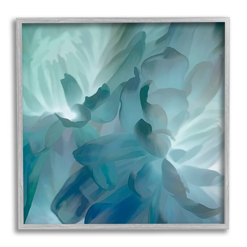 Stupell Blue Flower Petal Abstraction Cool Tone Florals Framed Wall Art - 12 x 12 - Grey