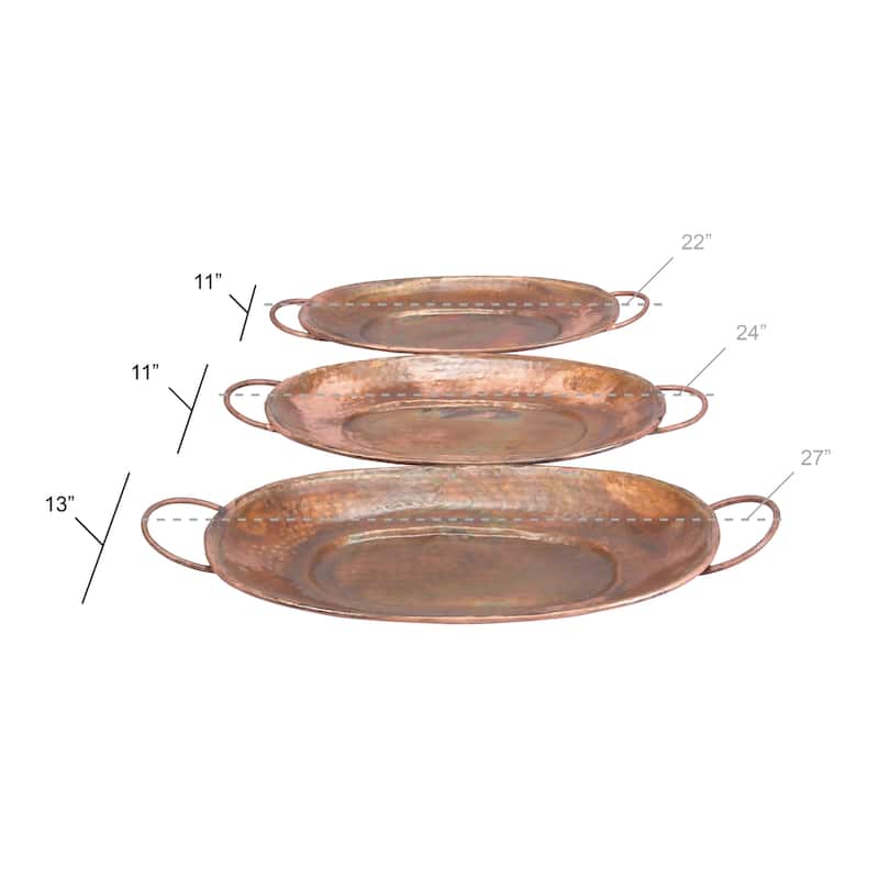Metal Tray - Set of 3 Copper - Roche River Decor - 13"W x 27"L x 3"H
