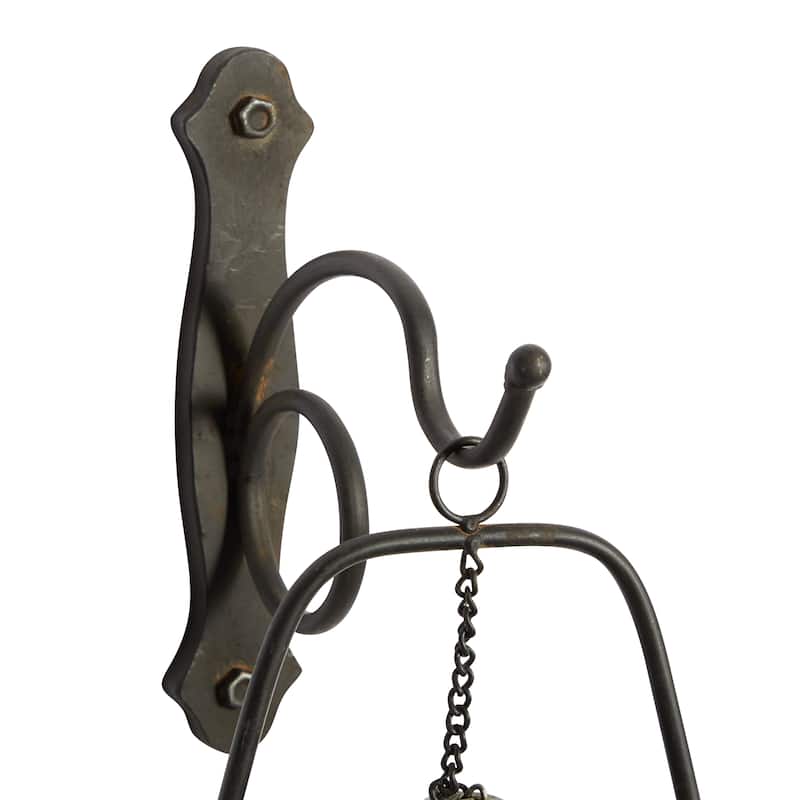 Metal Suspended Pillar Lantern Wall Sconce - Brown - Roche River Decor - 10"W x 7"L x 19"H