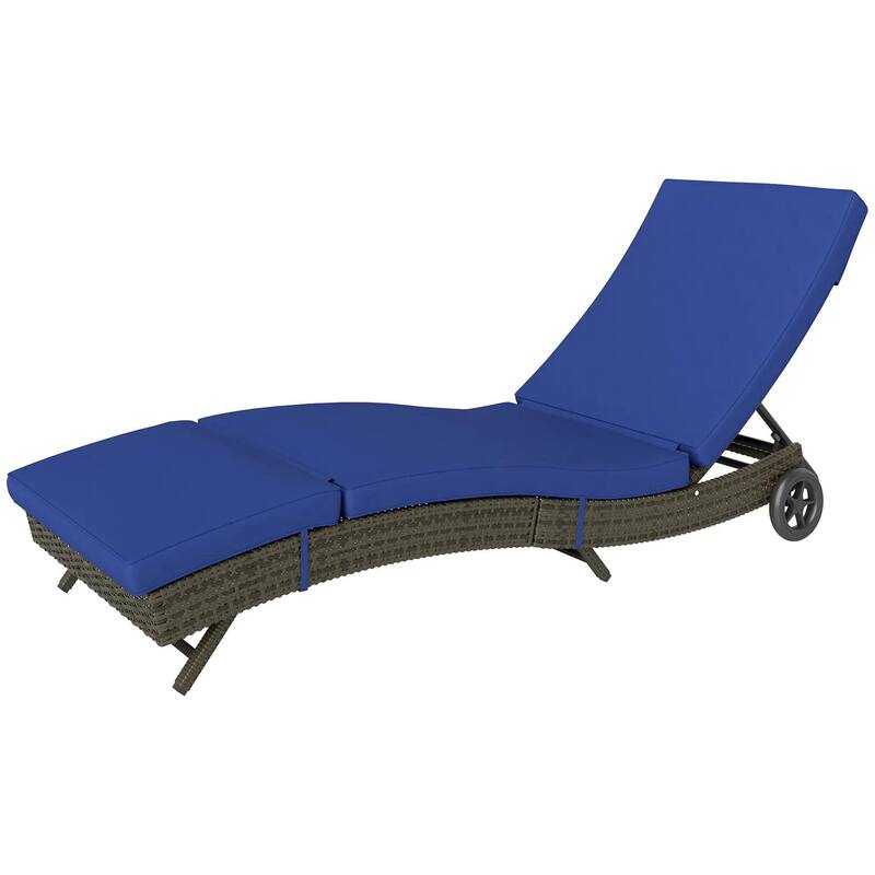 Foldable Chaise Lounge, 5-Level Adjustable Backrest, Breathable Mesh