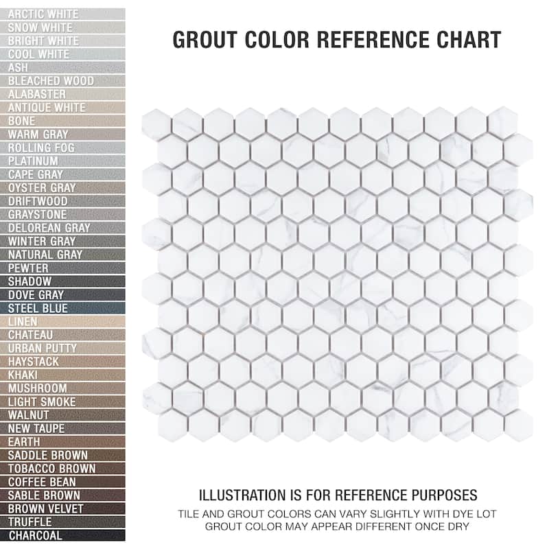 Merola Tile Carrione 1" Hex Matte Carrara 10-1/4" x 11-7/8" Porcelain Mosaic Floor and Wall Tile