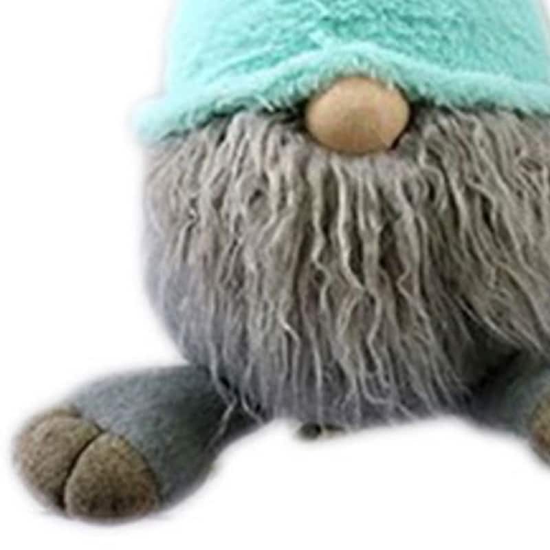 HomeRoots 19" Blue and Gray Fabric Bunny Ears Standing Gnome - 6.3' X '19.3' X '7.5