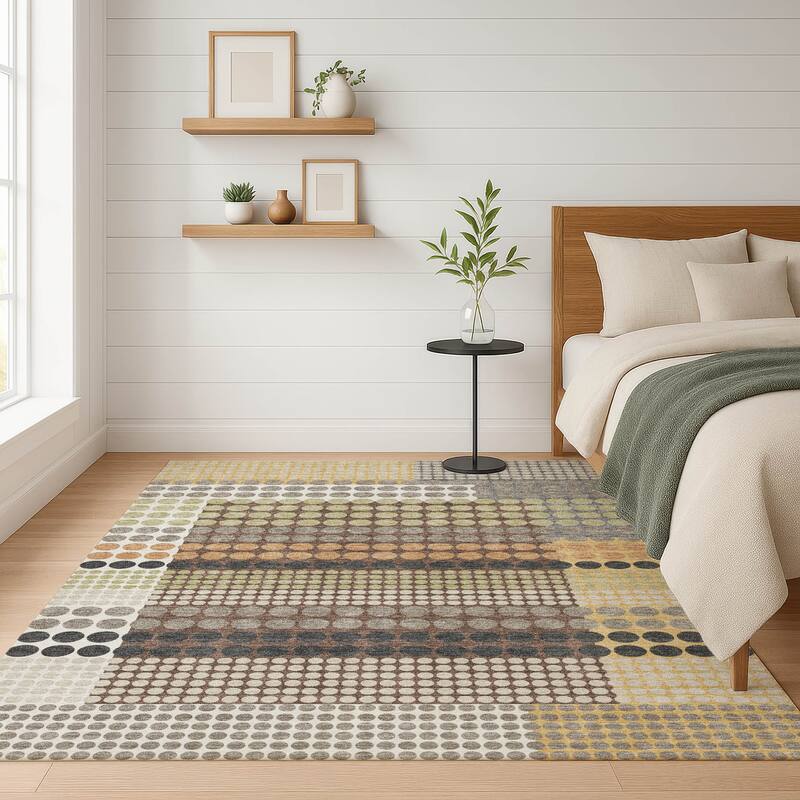 Machine Washable Indoor/ Outdoor Casual Dotty Chantille Rug