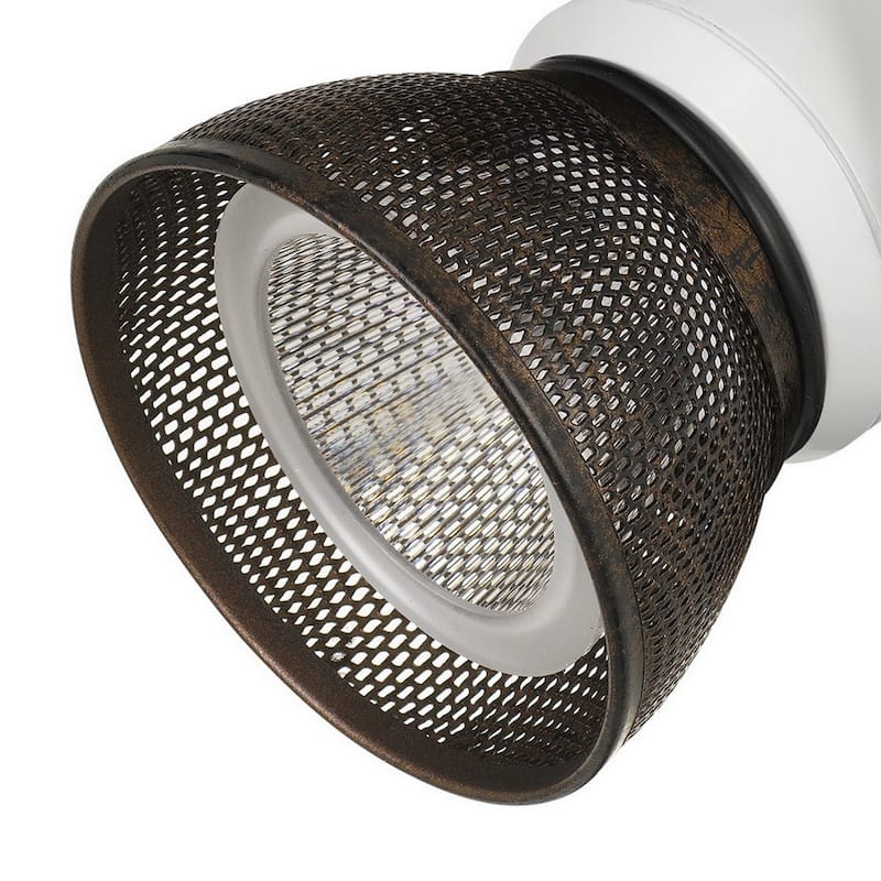 10W Integrated LED Metal Track Fixture with Mesh Head, White and Bronze