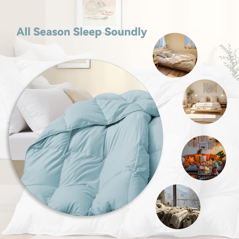 All Season Medium to Extra Warmth White Feather Down Comforter Duvet Insert