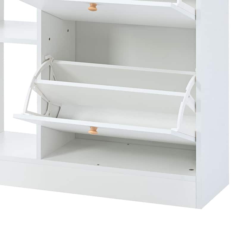 Modern Shoe Cabinet with 4 Flip Drawers