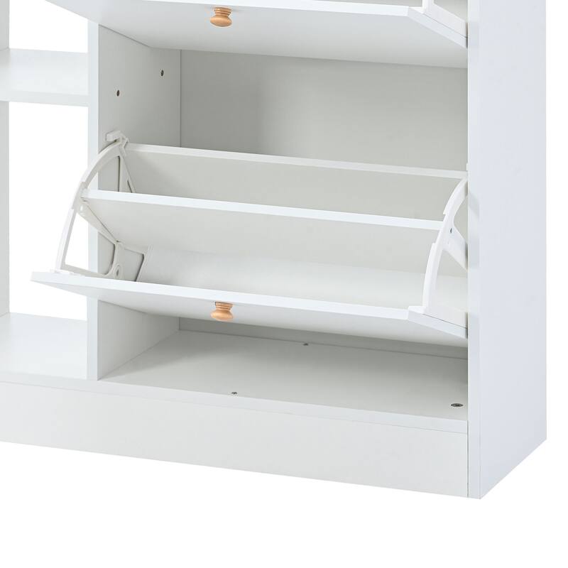 Slim Entryway Shoe Rack with 4 Drawers, Shoe Cabinet for Hallway or Mudroom Storage Solutions