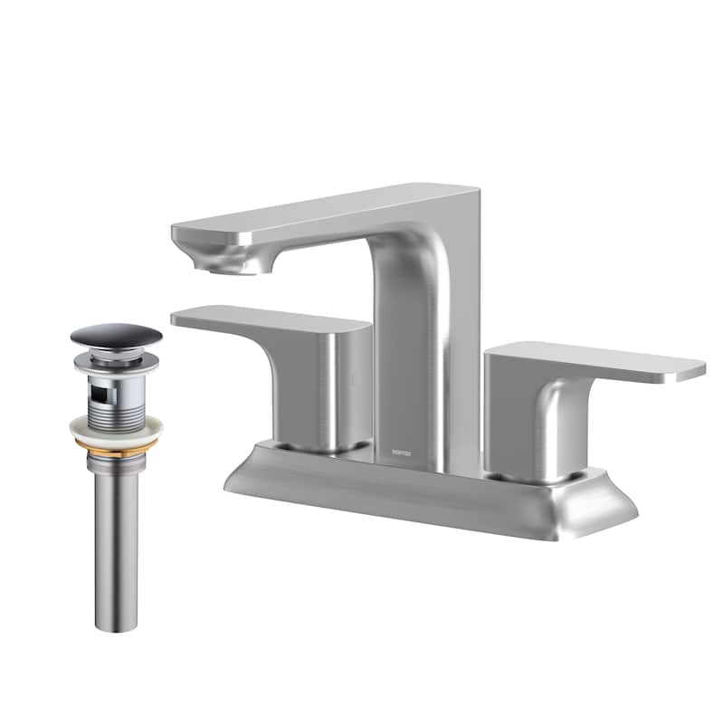 Karran Venda KBF516 2-Handle Two Hole Centerset Faucet Bathroom Faucet with Matching Pop-up Drain - Stainless Steel