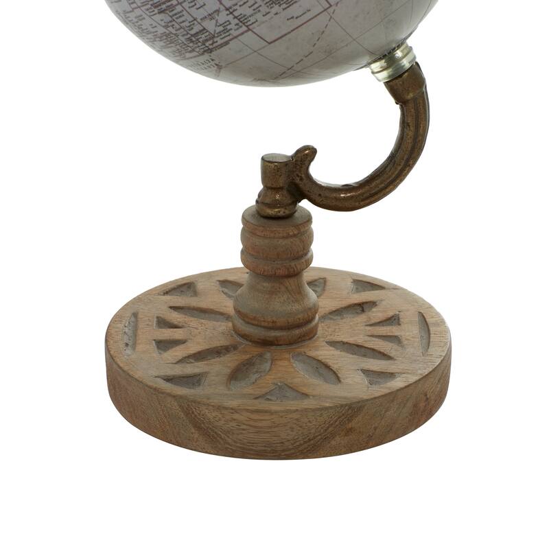 Wood Globe - Beige - Roche River Decor - 5"W x 5"L x 9"H
