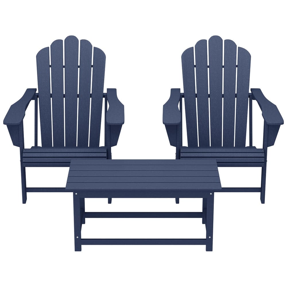Aderson Outdoor Poly Adirondack Chair Set with Coffee Table