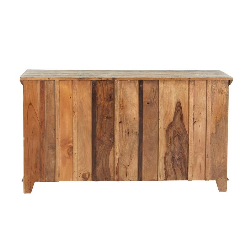 Reclaimed Wood 2 Door and 6 Drawer Cabinet - Dark Brown - Roche River Decor - 16"W x 60"L x 34"H