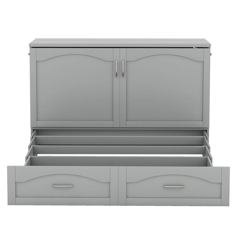 Queen Size Murphy Bed Wall Bed with drawer and a set of Sockets & USB Ports