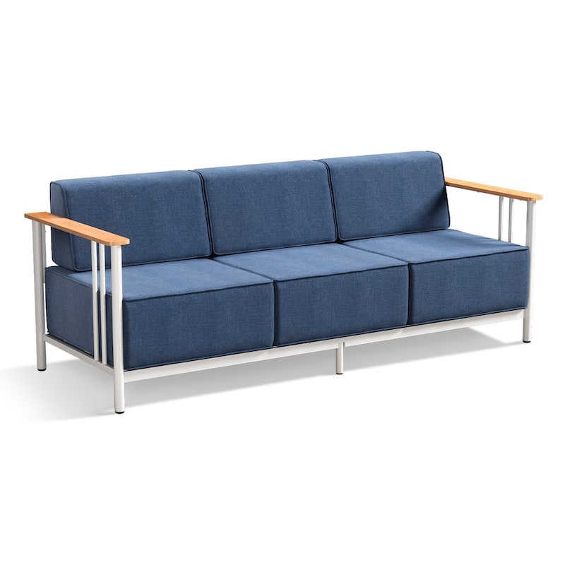 Puffin 3-Seat Outdoor Sofa with Metal Frame and 10-Inch Thick Cushions