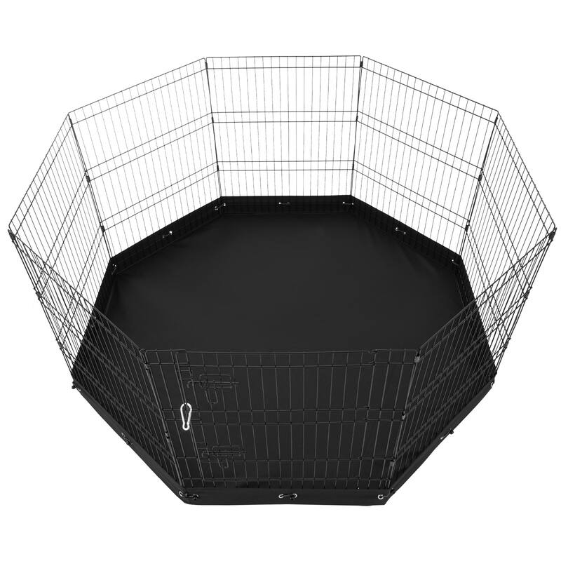 30 Inch Foldable Dog Playpen with Bottom Pad and Secure Stakes