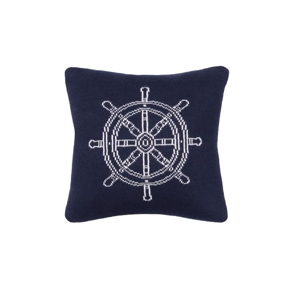 slide 2 of 8, 10" x 10" Ship Wheel Knitted Throw Pillow