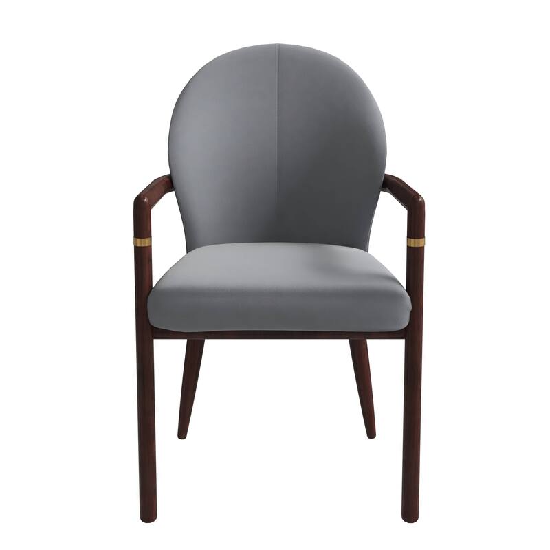 LeisureMod Set of 2 Modern Leather/Velvet Dining Chair - Elegant Armchair with Gold Accents for Home Office & Kitchen