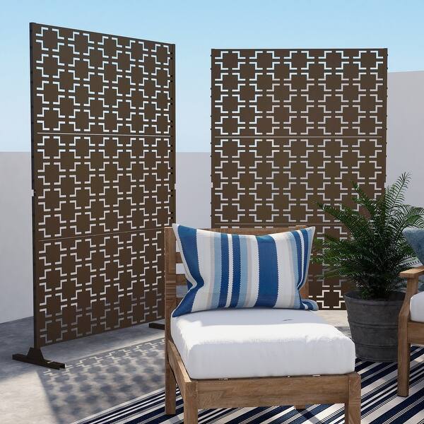 Outdoor Privacy Screen with Stand for Patio Garden Metal Fence Screen