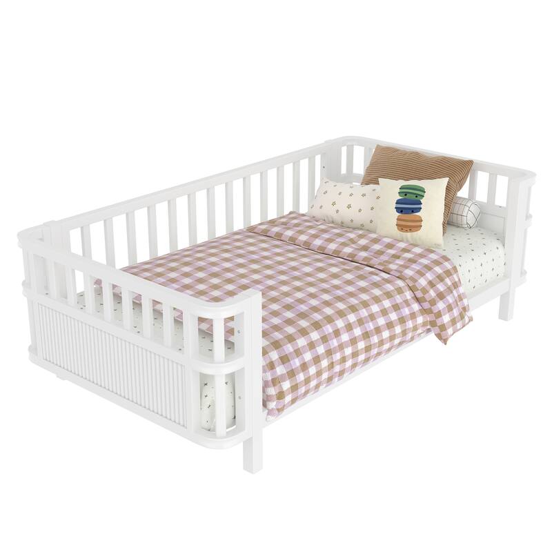 Children's Platform Bed with Removable Iron Railings