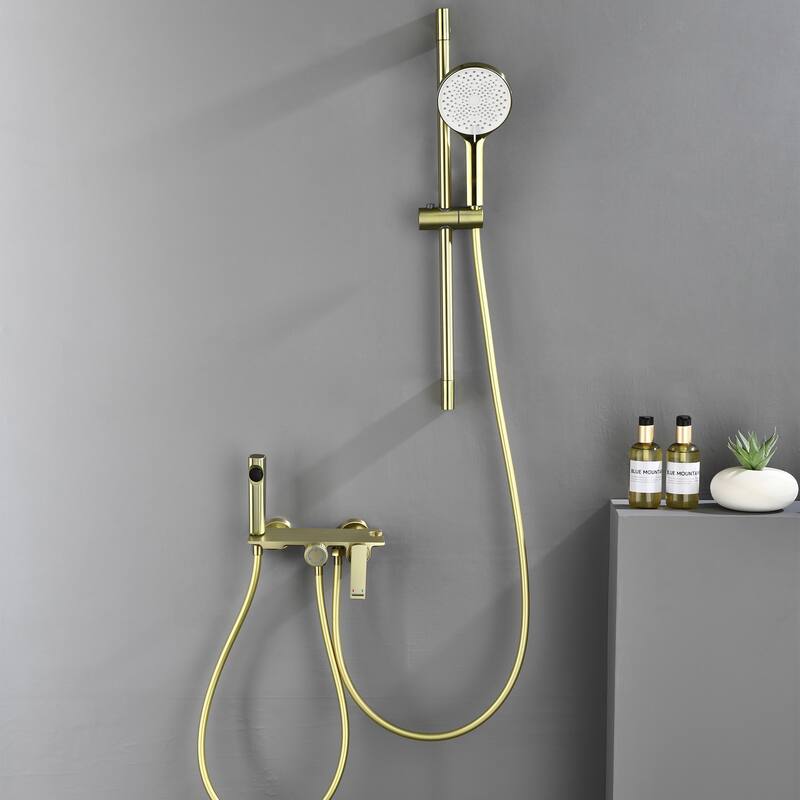 Shower Slide Bar System, 3-Function Handheld Shower Head with Spray Gun And Rough-In Valve