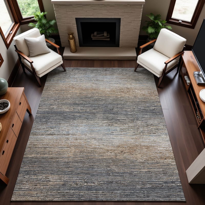 Premium Washable Super Soft Ombre Stripes Mayfield Rug - Pewter - 2'6" x 3'10"