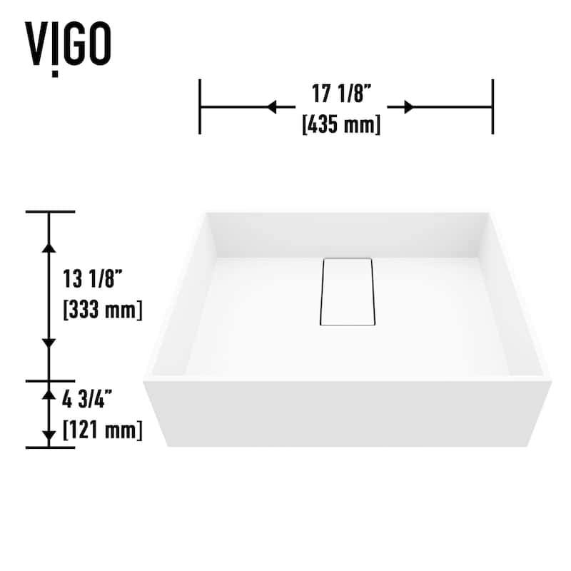 Vigo Bryant 13-1/8" Rectangular Matte Stone Vessel Bathroom Sink